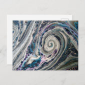 Blauw Abstract Paint Pour Briefkaart (Voorkant / Achterkant)