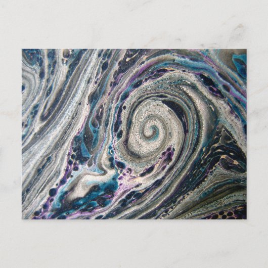 Blauw Abstract Paint Pour Briefkaart (Voorkant)