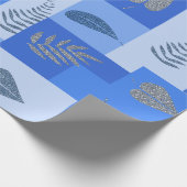 Blauw Abstract papier met leder (Hoek)