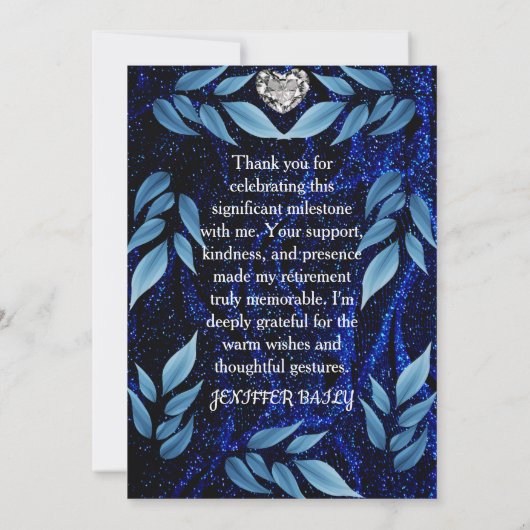 Blauw Abstract Parel Modern Trendy Boho Pensioen Bedankkaart (Achterkant)