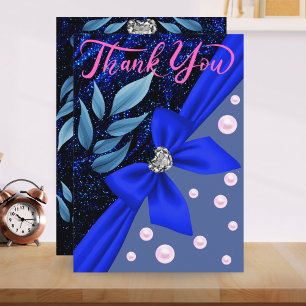 Blauw Abstract Parel Modern Trendy Boho Pensioen Bedankkaart