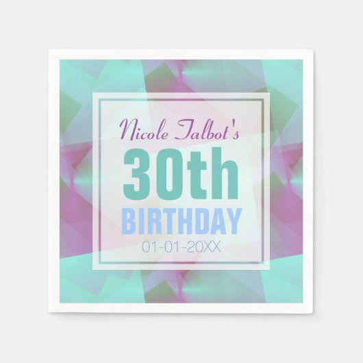 Blauw Abstract pastel 30ste verjaardag Papier serv Servetten (Voorkant)