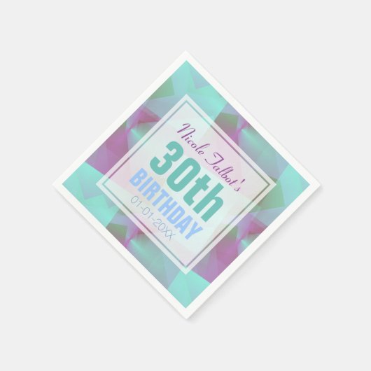Blauw Abstract pastel 30ste verjaardag Papier serv Servetten (Hoek)