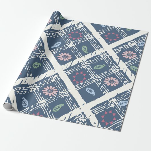 Blauw Abstract patroon Cadeaupapier (Uitgerold)