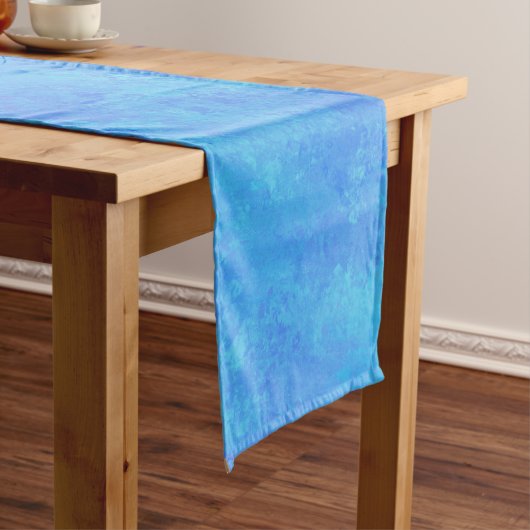 Blauw abstract patroon korte tafelloper (Voorbeeld)