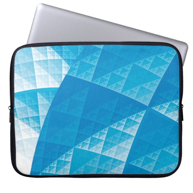 Blauw abstract patroon laptop sleeve (Voorkant)
