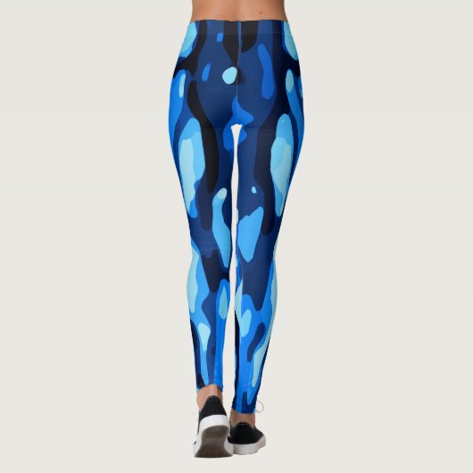 Blauw Abstract patroon Leggings (Achterkant)