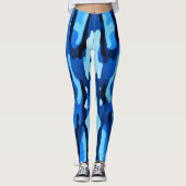 Blauw Abstract patroon Leggings (Voorkant)