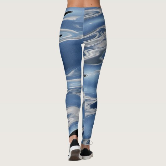Blauw abstract patroon leggings (Achterkant)
