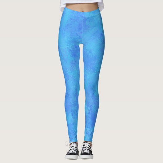 Blauw Abstract patroon Leggings (Voorkant)