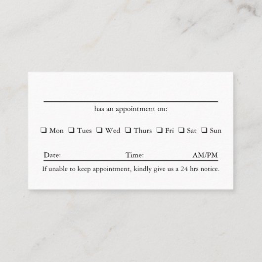 Blauw Abstract Patroon Therapeut Afspraak Visitekaartje (Achterkant)