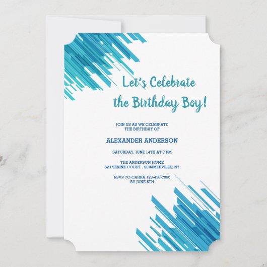 Blauw Abstract Patroon Uitnodiging (Voorkant)