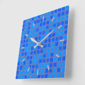 Blauw Abstract patroon Vierkante Klok (Hoek)