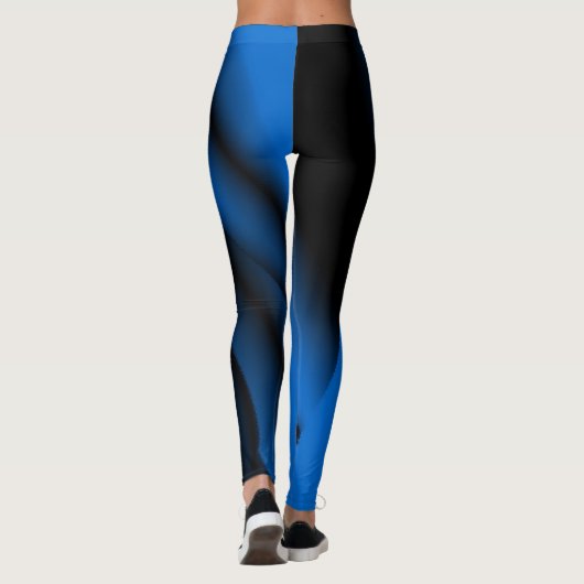 blauw abstract patroonkunst leggings (Achterkant)