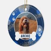 Blauw Abstract Paw Print Pet Photo Keramisch Ornament (Links)