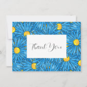 Blauw Abstract Pen & Waterverf Aster Pattern Bedankkaart (Voorkant)