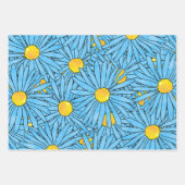 Blauw Abstract Pen & Waterverf Aster Patterns Inpakpapier Vel (Voorkant 2)