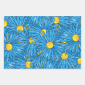 Blauw Abstract Pen & Waterverf Aster Patterns Inpakpapier Vel (Voorkant)