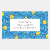 Blauw Abstract Pen & Waterverf Asters labels (Voorkant)