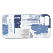 Blauw Abstract penseelpatroon op maat Case-Mate iPhone Case (Achterkant (Horizontaal))
