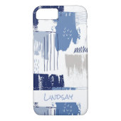 Blauw Abstract penseelpatroon op maat Case-Mate iPhone Case (Achterkant)
