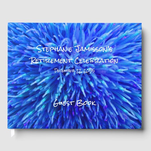 Blauw Abstract Pensioen Party Geheugen/Gastboek Gastenboek (Voorkant)