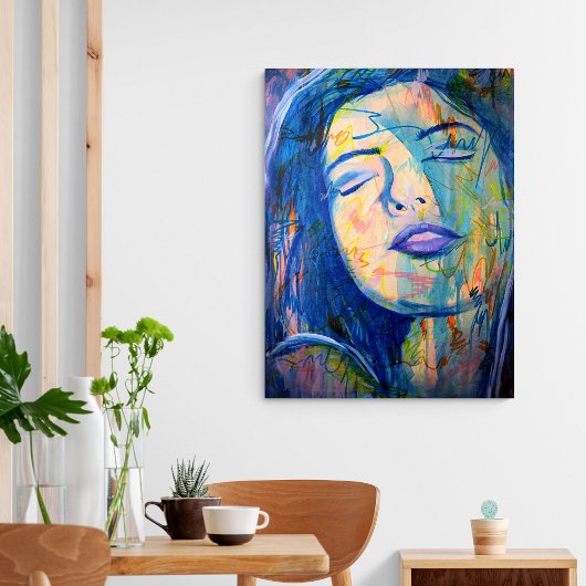 Blauw Abstract Realisme Vrouw Portret Art Print
