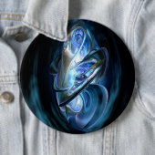 Blauw Abstract Ronde Button 6,0 Cm (In situ)