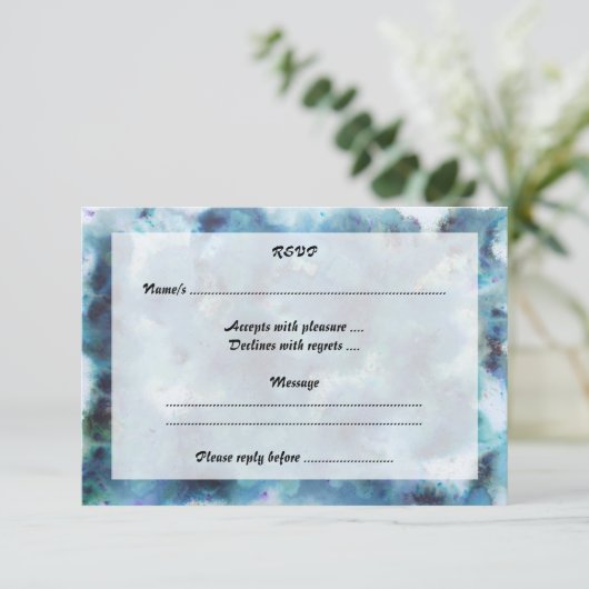 Blauw Abstract. RSVP Kaartje (Staand voorkant)