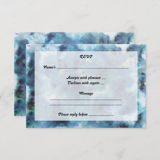 Blauw Abstract. RSVP Kaartje (Voorkant / Achterkant)