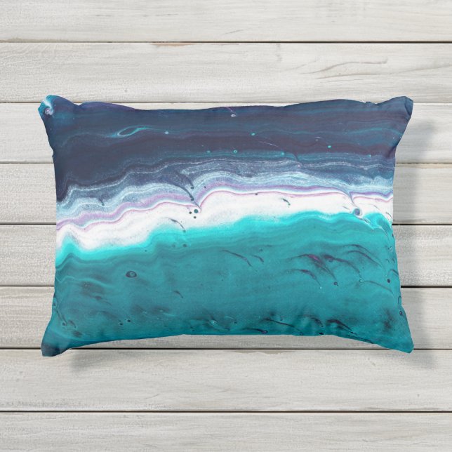 Blauw Abstract schilderen Buitenkussen (Voorkant)