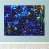 Blauw abstract schilderij canvas afdruk (Insitu (Houten vloer))