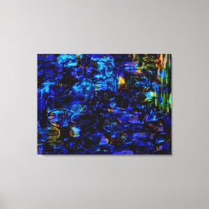 Blauw abstract schilderij canvas afdruk