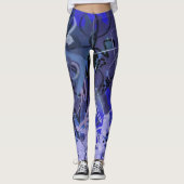 Blauw abstract schilderij leggings (Voorkant)