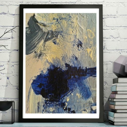 Blauw Abstract Schilderkunst Poster