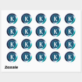 Blauw Abstract schildermonogram Ronde Sticker (Vel)