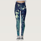 Blauw Abstract schilderplaatje Leggings (Voorkant)