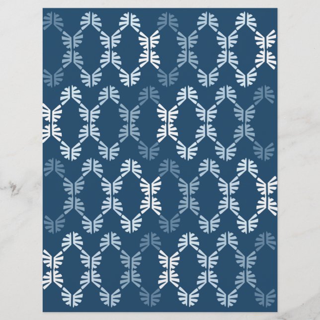Blauw Abstract Scrapbook Papier (Voorkant)