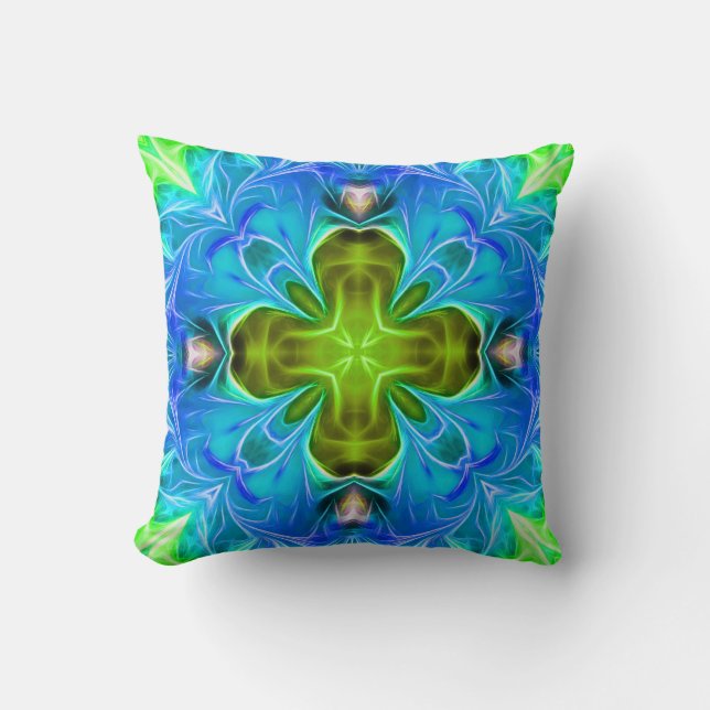 Blauw Abstract Sierkussen met gloed (Voorkant)
