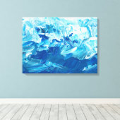 Blauw Abstract Splash Art Canvas Afdruk (Insitu (Houten vloer))