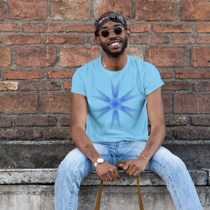 Blauw Abstract Star Burst Art T Shirt