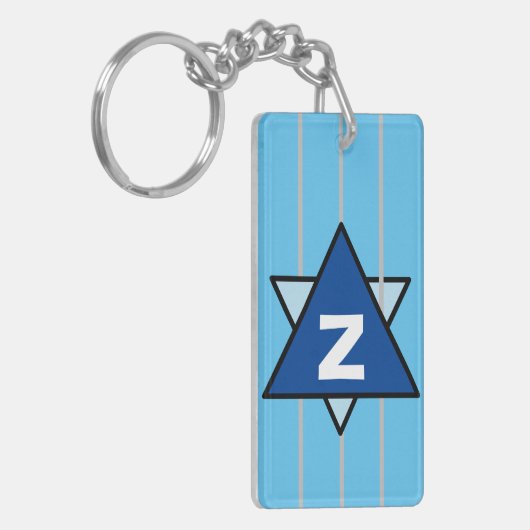 Blauw Abstract Star Monogram Sleutelhanger (Voorkant Links)