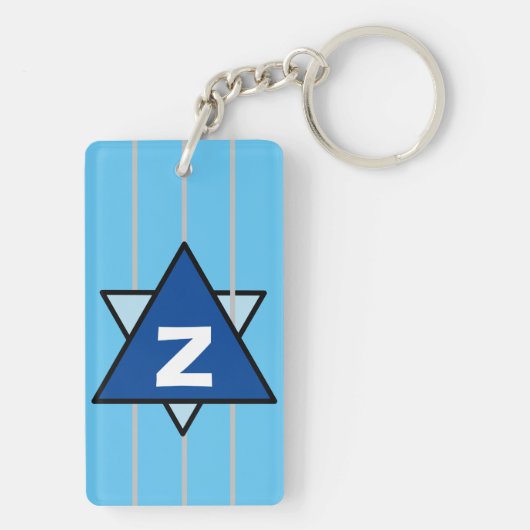 Blauw Abstract Star Monogram Sleutelhanger (achterkant)