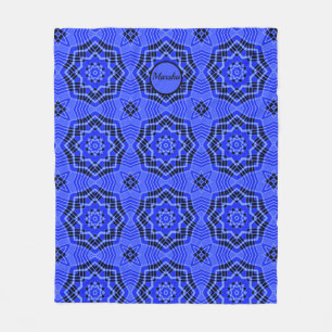 Blauw Abstract Sterren Bloemen Fleece Deken