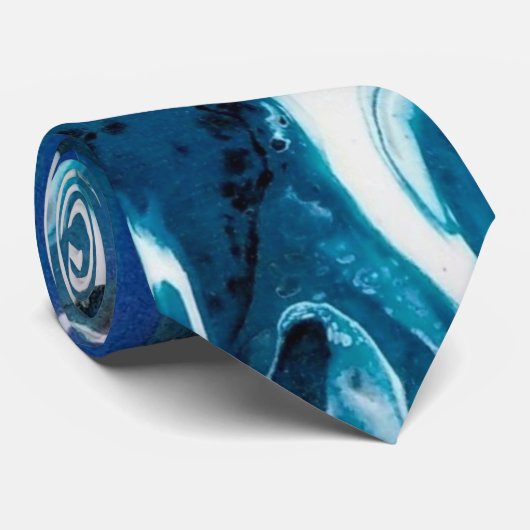 Blauw Abstract Stropdas (Opgerold)