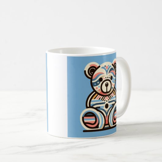 Blauw abstract teddybear koffiethee mok cup cadeau (Voorkant rechts)