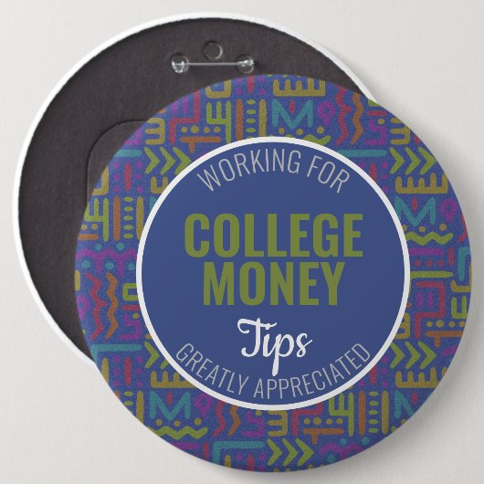 Blauw Abstract | Tips gewaardeerd | Studiegeld Ronde Button 6,0 Cm (Voorkant /achterkant)