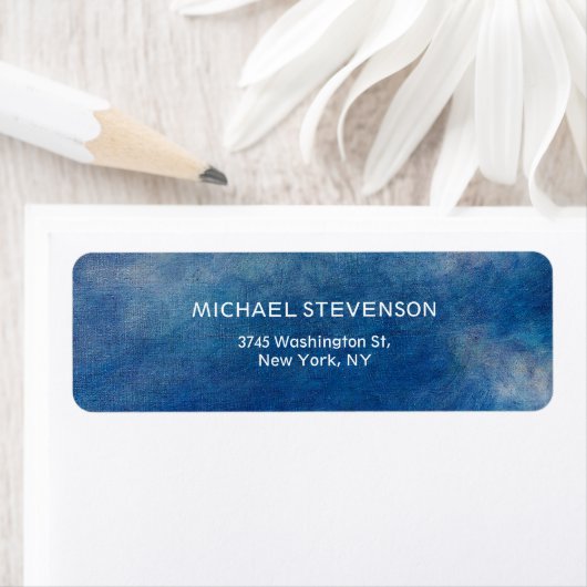 Blauw Abstract Uniek Chic Modern Minimalist Etiket (Insitu)