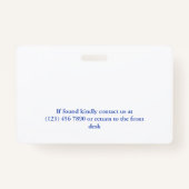 Blauw Abstract Uw Logo-werknemers-ID toevoegen Badge (Achterkant)