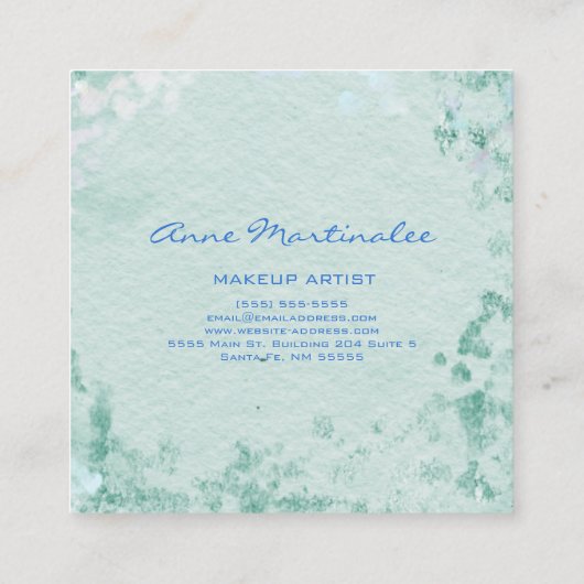 Blauw Abstract vierkant Visitekaartje (Achterkant)